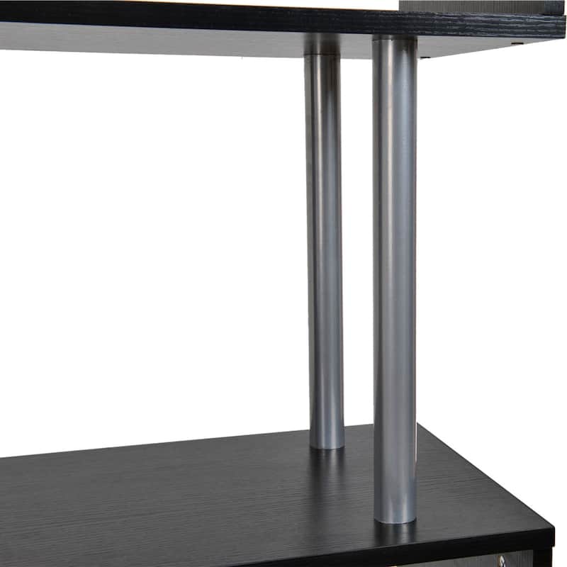 HomCom Modern S-Shaped 5 Tier Room Dividing Bookcase Wooden Storage Display Stand Shelf - Black - 11.75*31.5*57.25