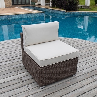 COSIEST Patio Furniture 5 Piece Beige Wicker Sectional Sofa Set - Hibiscus