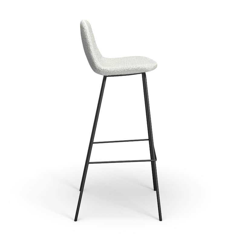 Maxine Boucle Bar Height Stools Black Legs (Set of 2) - White Boucle