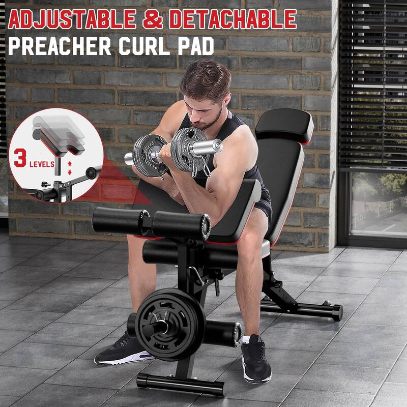 Weight Bench Workout Bench for Home Gym with Extended Headrest