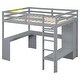 preview thumbnail 22 of 20, Full Loft Kids Bed with L-shaped Desk, Wardrobe, Storage Shelves, Integrated Ladder, Guardrails & secured wood slats, White