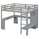 preview thumbnail 11 of 20, Gray Full Loft Bed with Desk, Wardrobe & Storage Shelves - Stylish & Functional