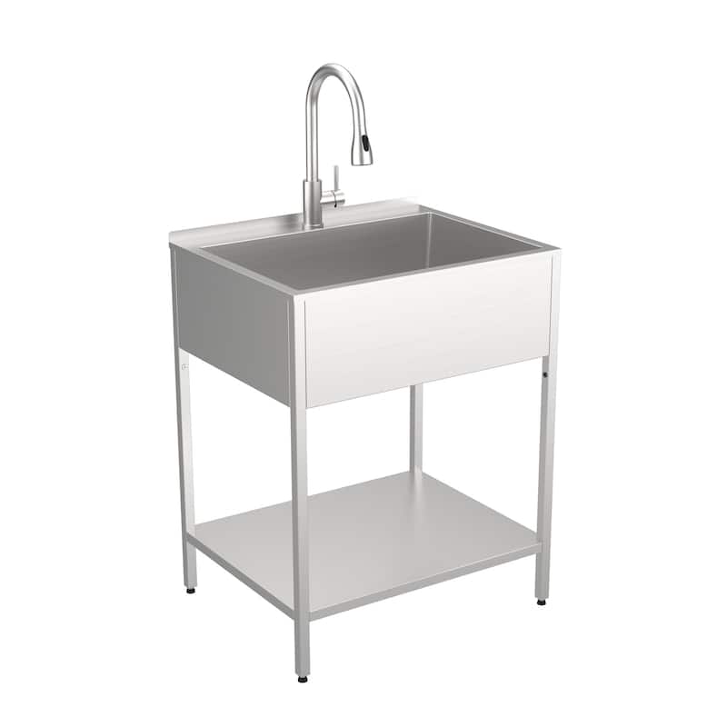 Transolid TRS_EWS-2822S Contemporary Laundry Washstand 28" Free - Brushed Stainless