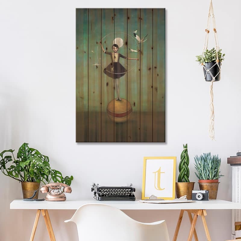 Luna's Circle Print On Wood by Duy Huynh - Multi-Color