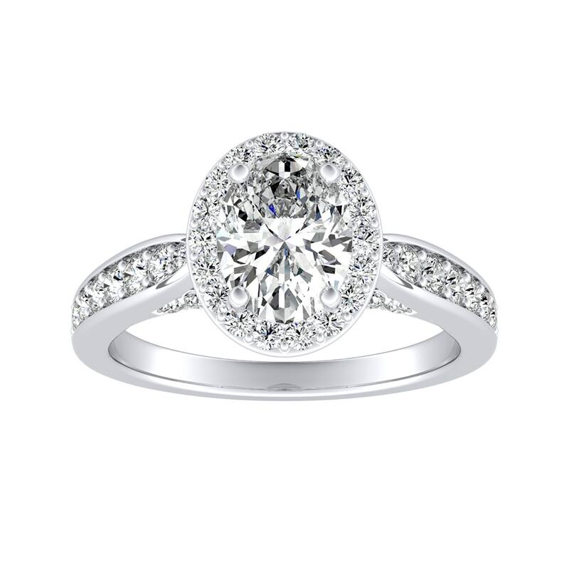 Auriya Platinum 1ctw Oval-cut Halo Diamond Engagement Ring (H-I, SI1-SI2)