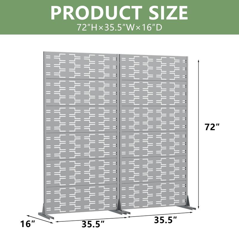 Outdoor Privacy Screen Metal Screen Fence Panel Set of 2