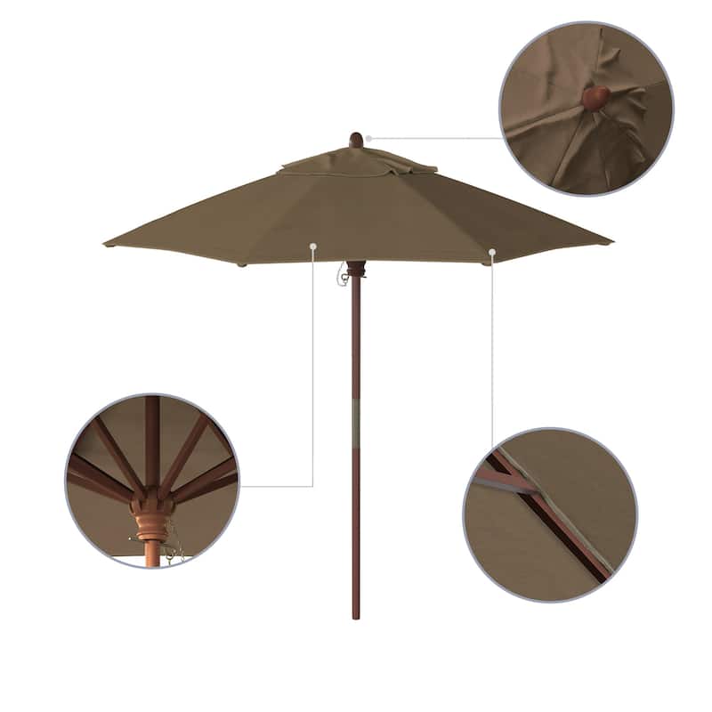 Port Lavaca 7.5ft Round Sunbrella Wooden Patio Umbrella by Havenside Home, Base Not Included