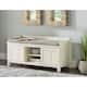 Linon Edison Lakeville White Metal/Wood Cushioned Storage Bench