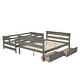 preview thumbnail 52 of 68, Wooden Bunk Bed with Ladder & Guardrails, Solid Wood Low Bunkbeds, can be Convertible into 2 Platform Bedframe