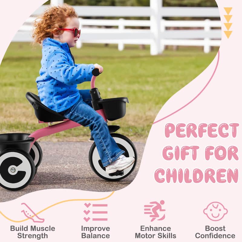 Babyjoy Toddler Tricycle Kids Trike with Adjustable Seat Front & Rear - See Details