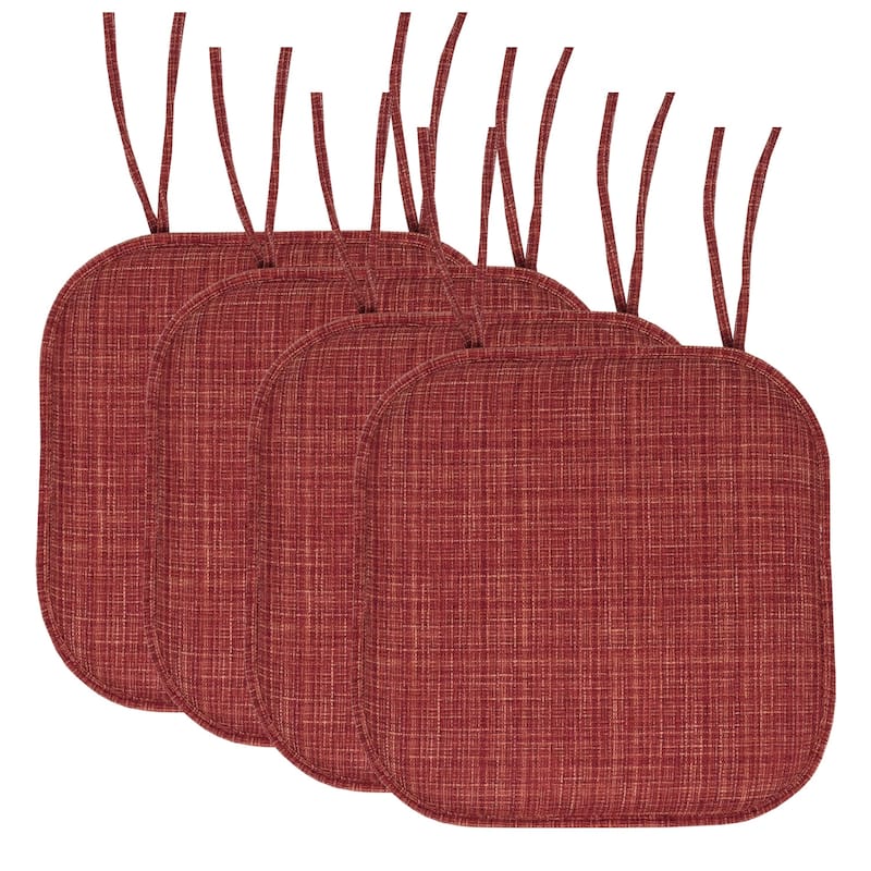 Aria Memory Foam Non-Slip Chair Pad with Ties - Set of 4 - Burgundy