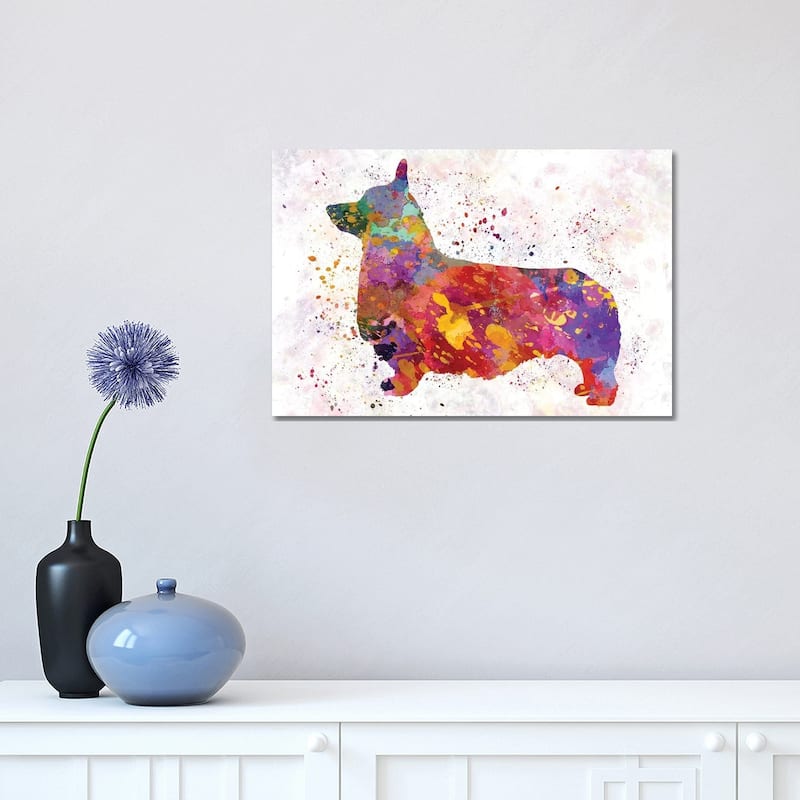 iCanvas "Pembroke Welsh Corgi In Watercolor" by Paul Rommer Canvas Print - 12x18x1.5