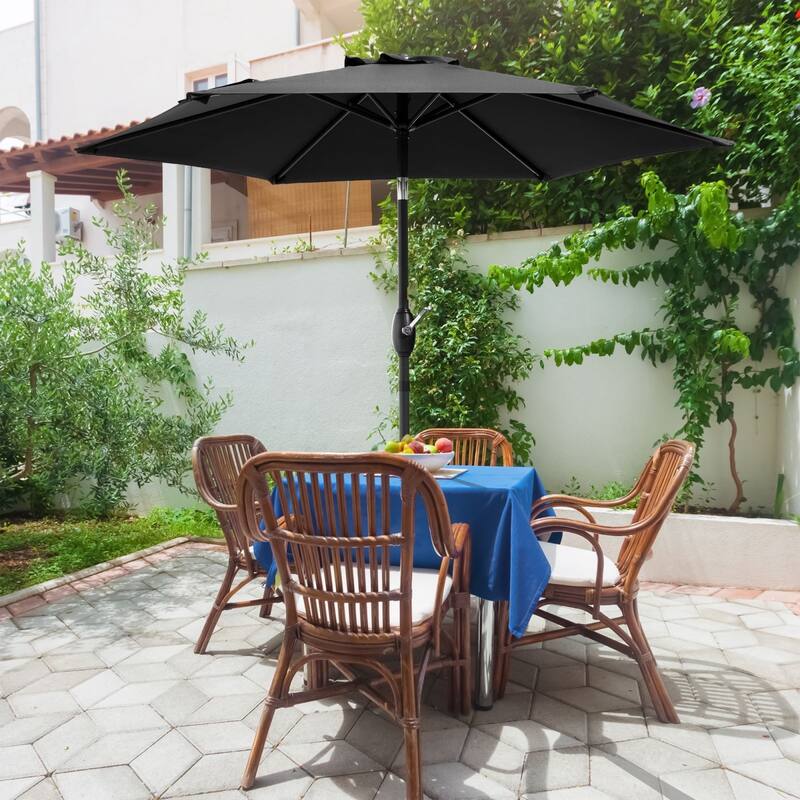 Bonosuki 7.5-foot Waterproof Sunshade Canopy Patio Umbrella - Black