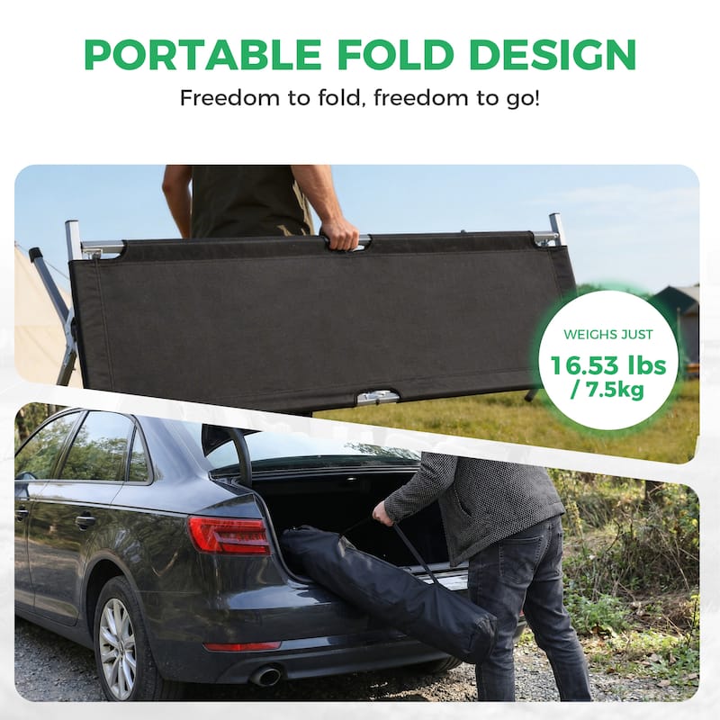 2 Pcs Folding Camping Cot Bed with Carry Bag Portable Tent