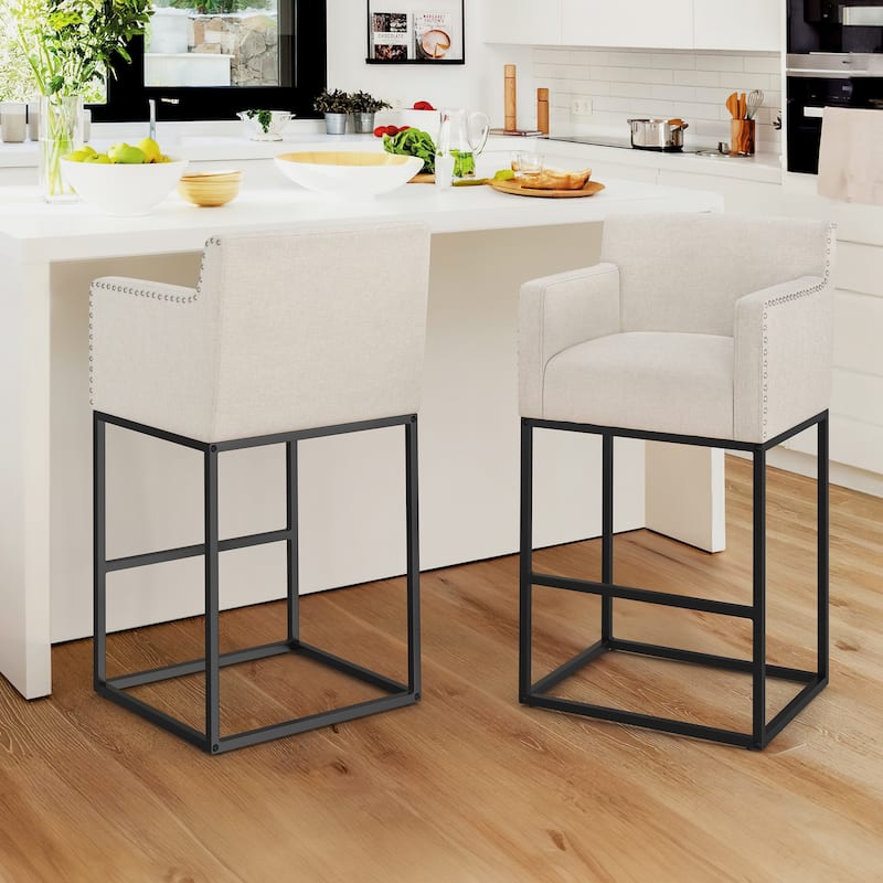 Modern Counter Height Bar Stools Fabric Upholstered Counter Stool