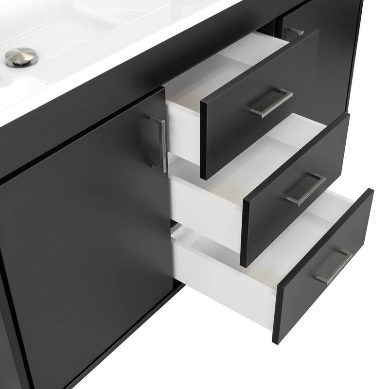 Olivia 60" Double Sink Freestanding Bathroom Vanity with Top Set