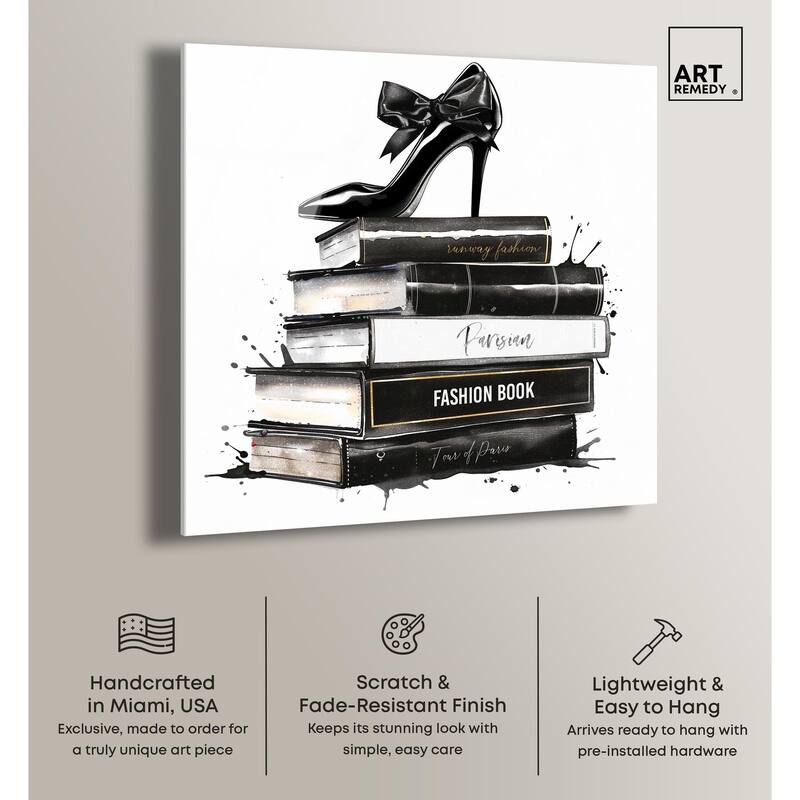 Classic Book Stack Acrylic by Art Remedy, Ready to Hang