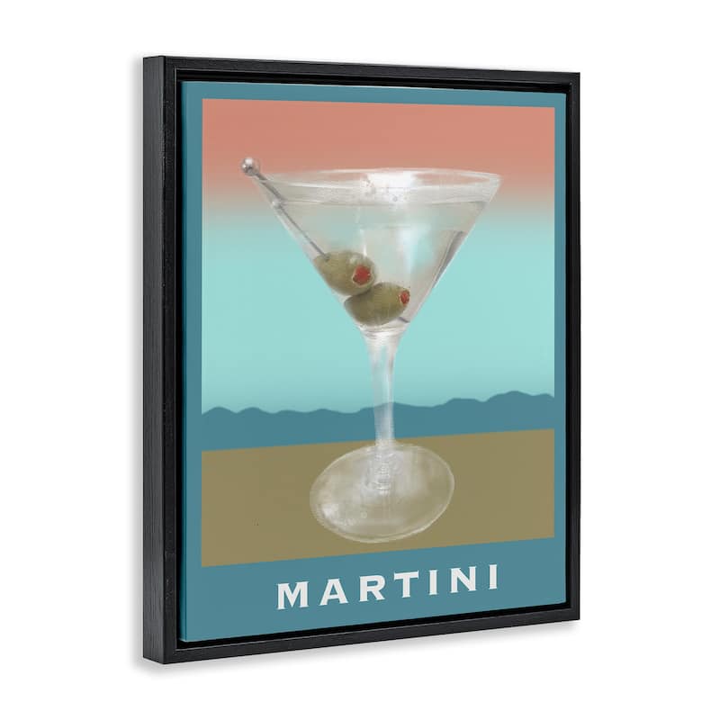 Stupell Martini over Muted Tones Framed Floater Canvas Wall Art Design By Matthew Piotrowicz