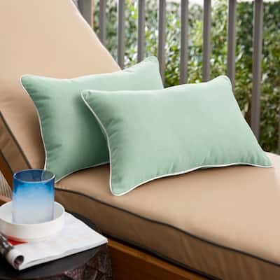 Sunbrella Canvas Spa/ Canvas Natural Indoor/ Outdoor Pillow Set
