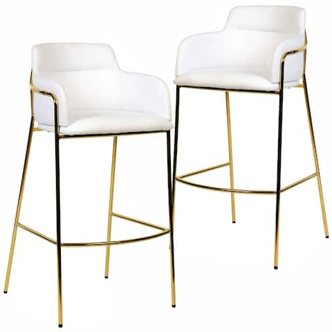White Leather Counter and Bar Stools - Overstock
