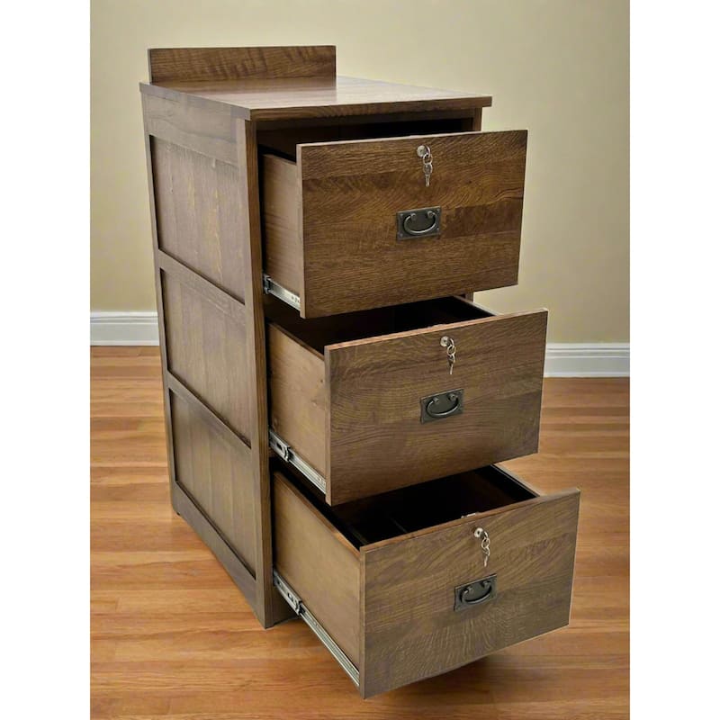 Mission Solid Oak 3 Drawer File Cabinet