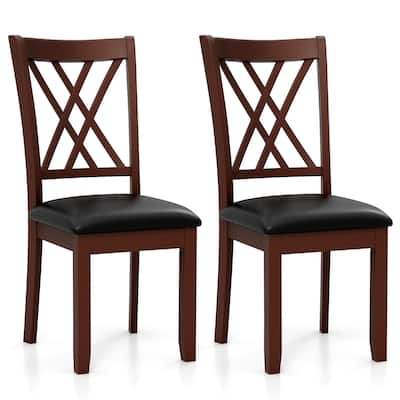 Gymax Set of 2 Dining Chair Kitchen Chair with Backrest Padded Seat &