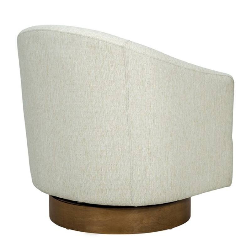 Roomfitters Modern Upholstered Swivel Barrel Chair, 360 Degree Rotating Lounge Seating with Solid Wood Base, Roomfitters, Cream - Cream