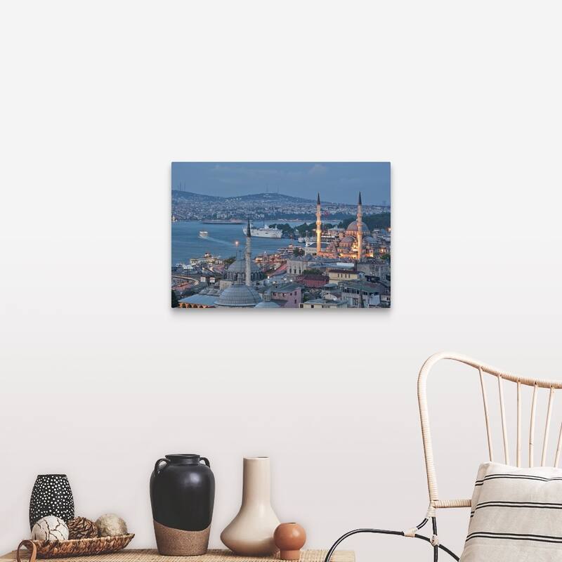 "Mosque of Valide Sultan in Eminonu, Istanbul, Turkey." Canvas Wall Art - 30" x 20"