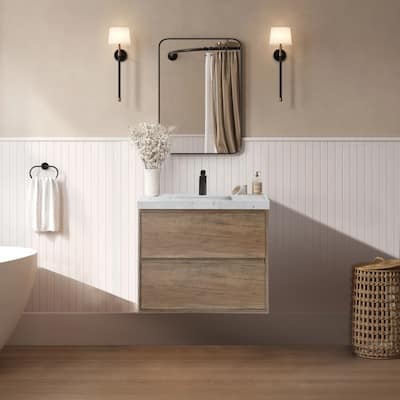 NebulaSky 24/ 30/ 36/ 48 in Wall Mounted Single Sink Bathroom Vanity with Engineered Stone Top Combo Cabinet Vanity Set