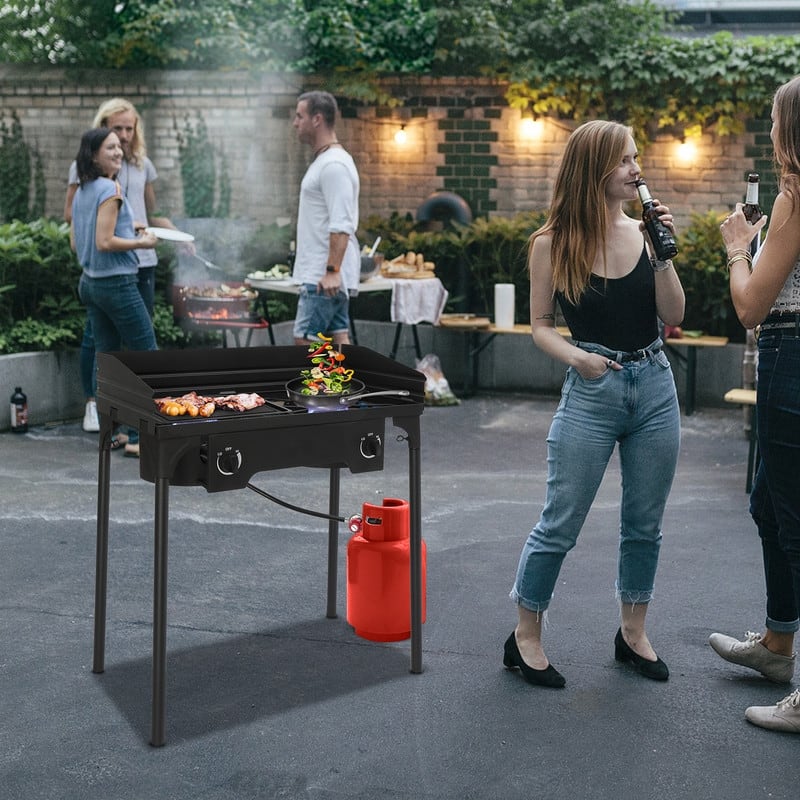 Outdoor 2 Burner Stove with Windscreen