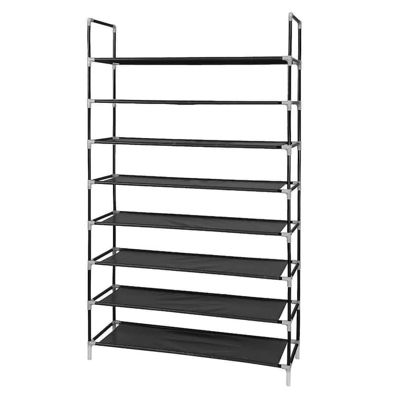 8 Tiers Shoe Rack Tower Storage Shelf and Organizer Cabinet Holder,Black