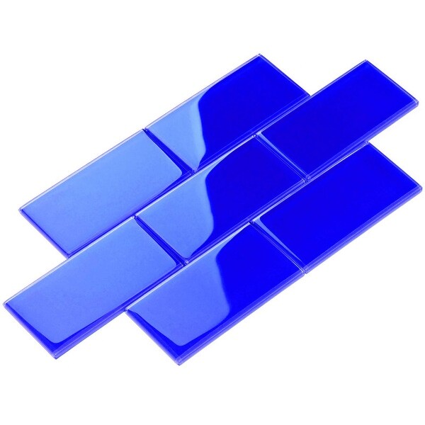 Cobalt Blue 4x12 Glass Subway Tile - Overstock - 32301331