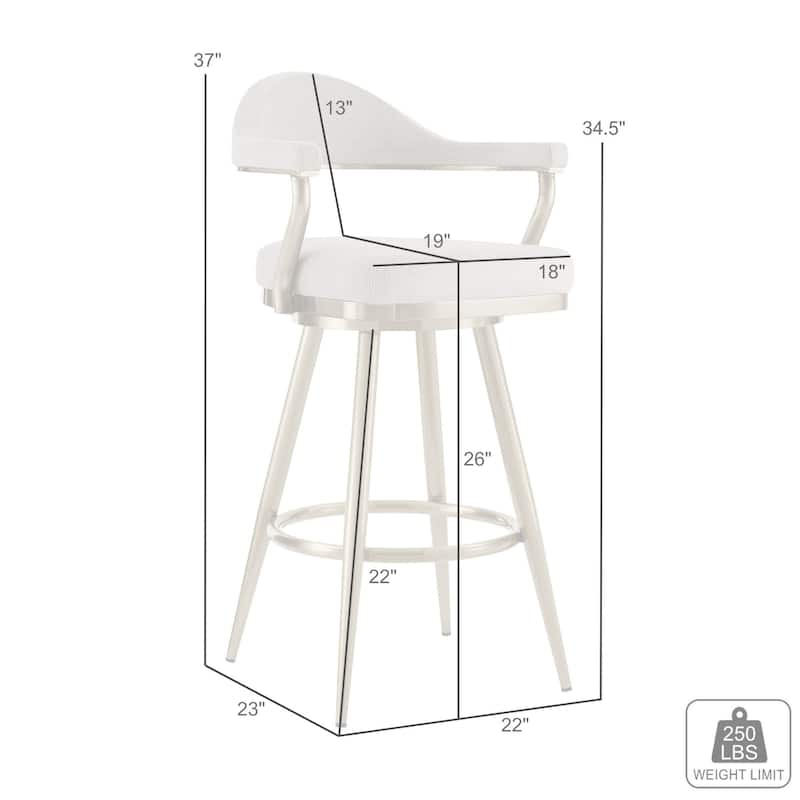 Justin Upholstered Bar or Counter Height Chair Swivel Barstool with Arms