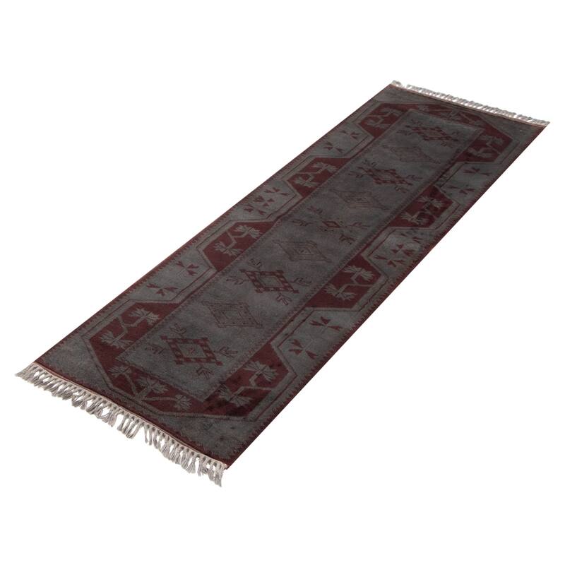 ECARPETGALLERY Hand-knotted Color Transition Charcoal Wool Rug - 2'8 x 8'3