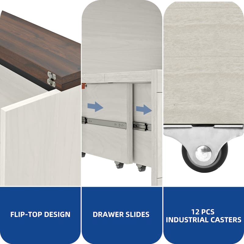 Moasis Farmhouse Full Size Murphy Bed Cabinet with Charging Station, Large Storage Drawer