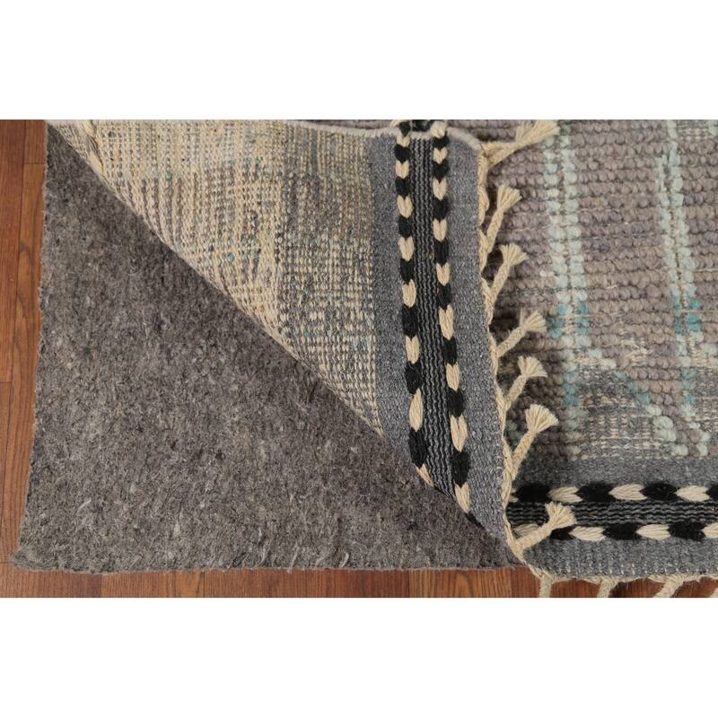 Moroccan Oriental Area Rug Handmade Grey Wool Carpet - 5'10"x 9'5"