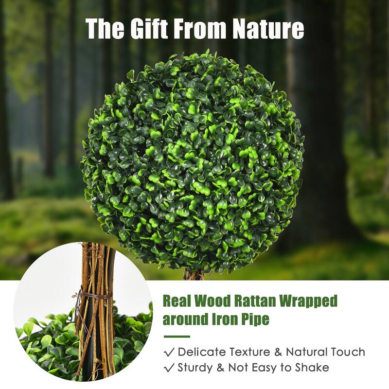 Costway 30'' Artificial Topiary Triple Ball Tree Indoor Outdoor UV - See Details