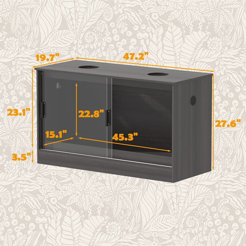 Glass Terrarium Tank with Ventilation Reptile & Amphibian Enclosure Hamster Cage Bunny Hideout Small Animals
