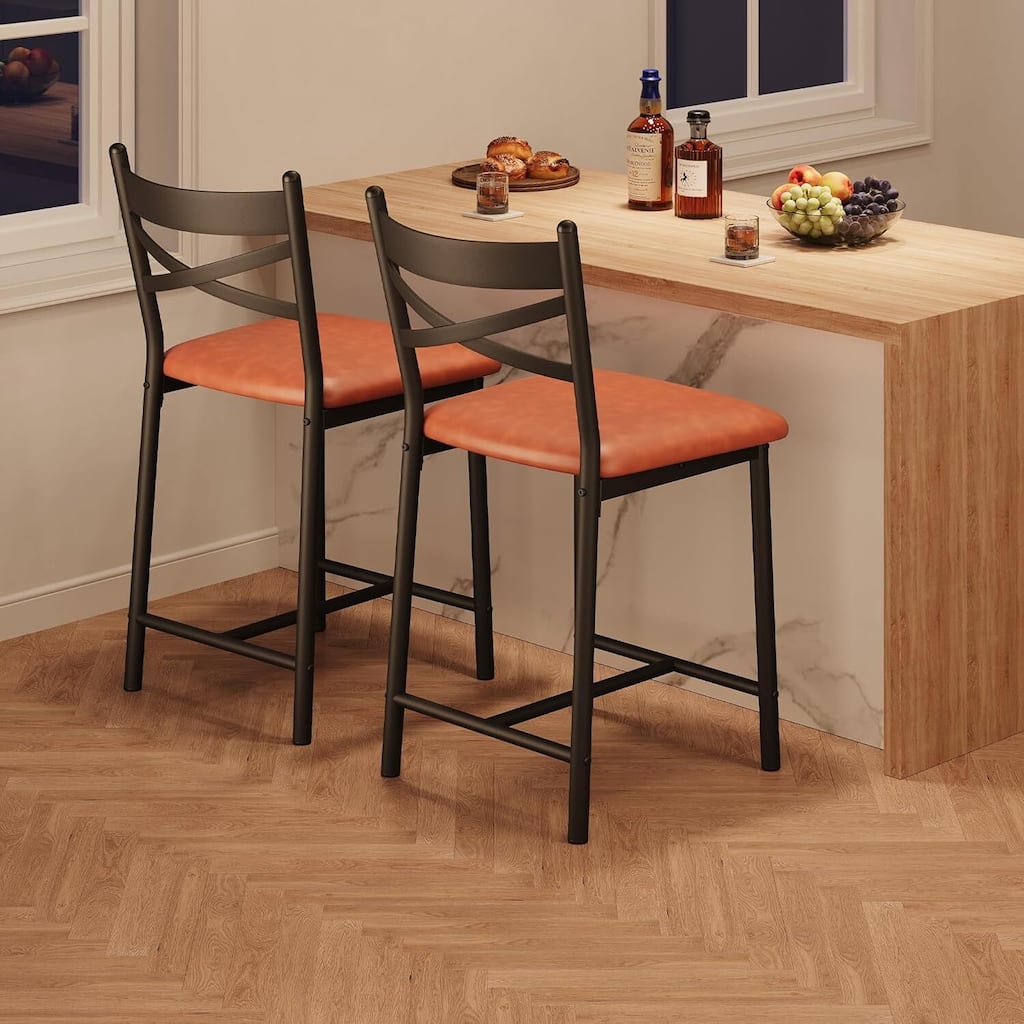 Modern 26" Counte Height Bar Stools for Kitchen Island, Brown