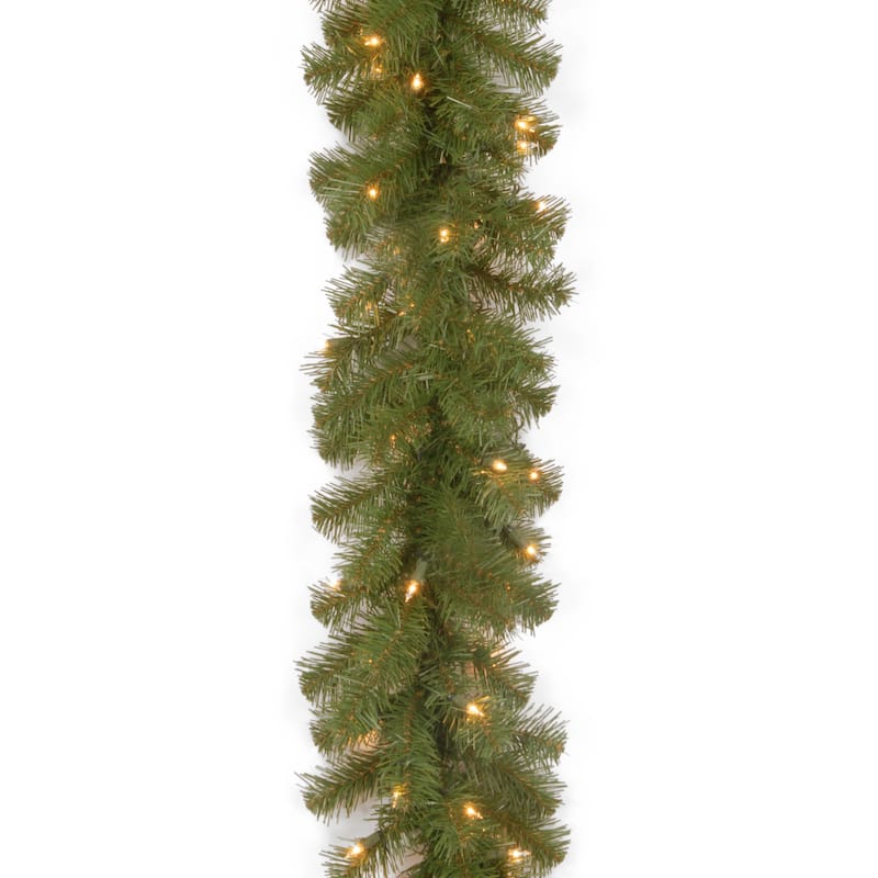 National Tree Company 9' x 10" North Valley Spruce Garland with 50 Dual LED Lights - 9 ft