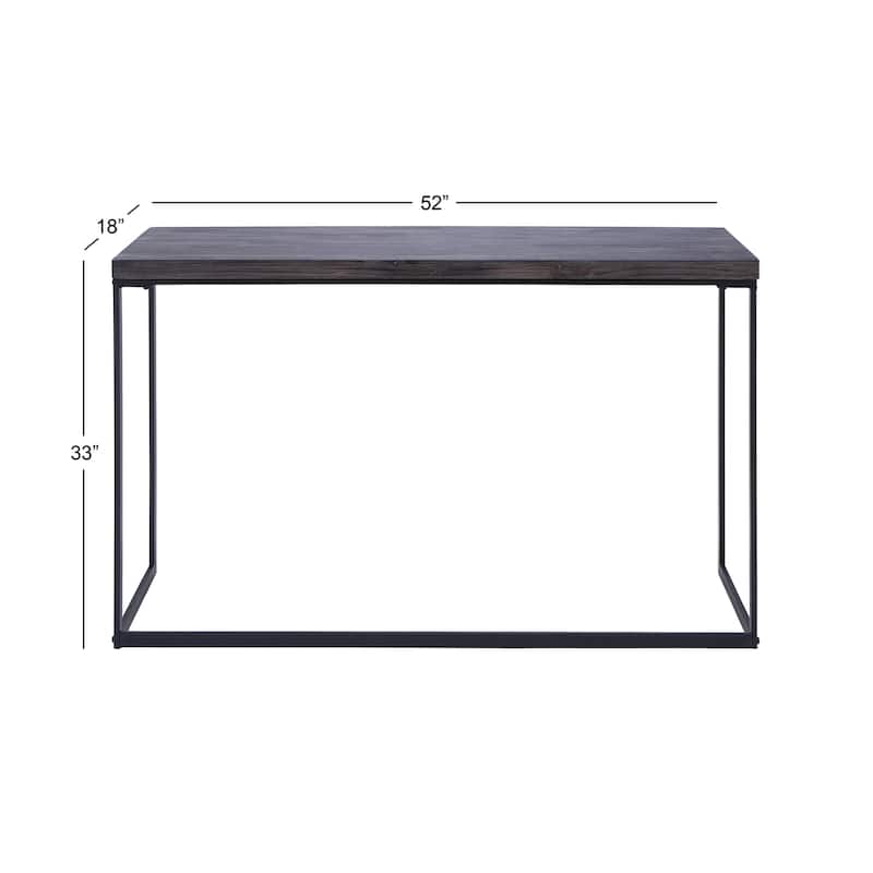 Wood Minimalistic Console Table with Black Metal Legs - Dark Brown - Roche River Decor - 18"Wx52"Lx33"H