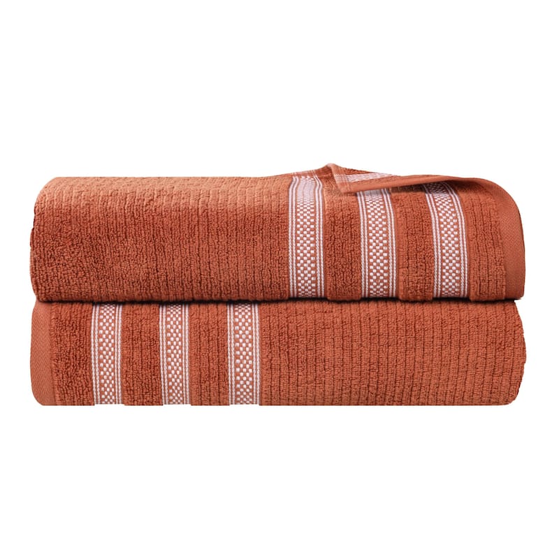 Superior Brea Zero Twist Cotton Ribbed Modern Bath Sheet Set of 2