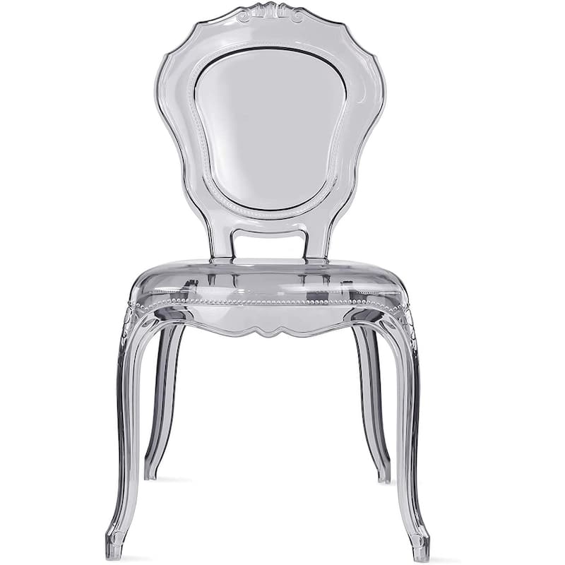 Modern Smoke Transparent Stackable Armless Side Chairs – Molded Polycarbonate Dining & Accent Chairs for Kitchen, Office, Patio