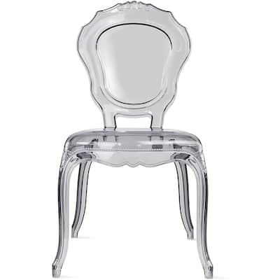 Modern Smoke Transparent Stackable Armless Side Chairs – Molded Polycarbonate Dining & Accent Chairs for Kitchen, Office, Patio