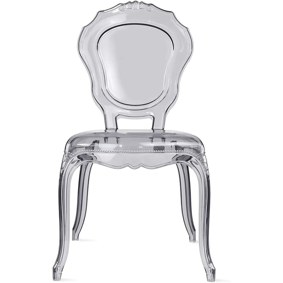 Smoke Transparent Stackable Side Chairs – Modern Armless Acrylic Polycarbonate Plastic Accent Chairs for Dining, Kitchen, Office