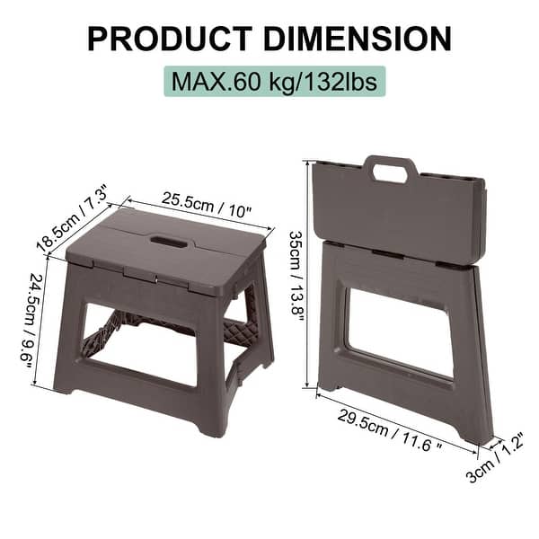 dimension image slide 4 of 6, 9" Folding Step Stool for Adults 132 lbs Capacity - 10 x 7.3 x 9.6inch