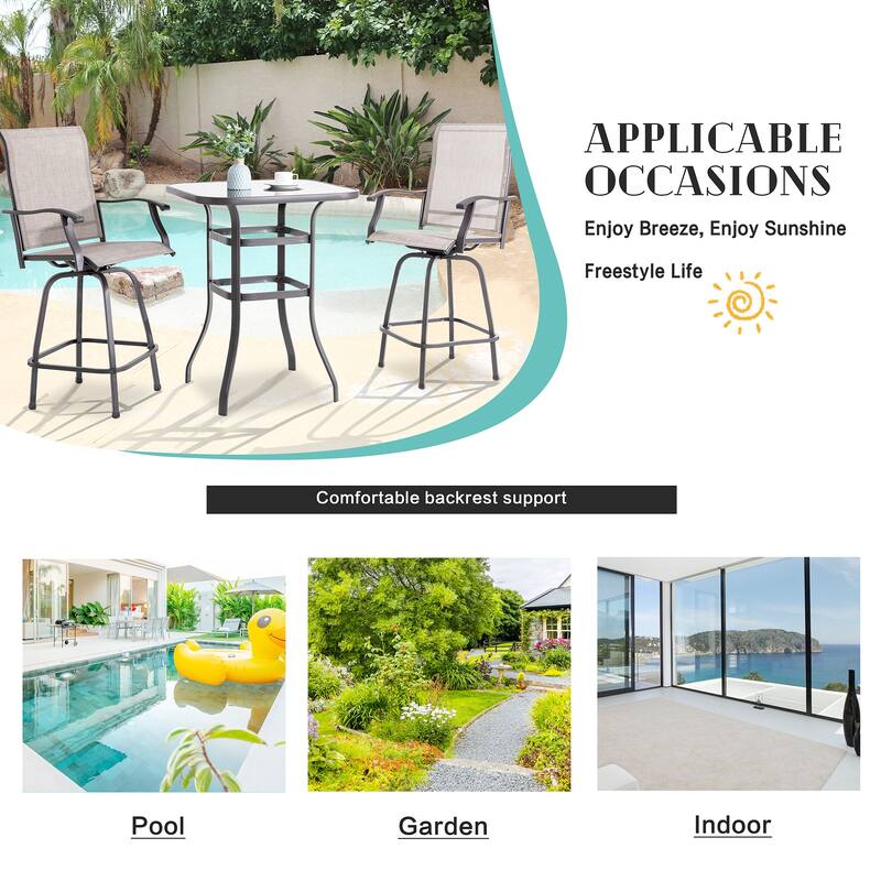 Futzca Patio Swivel Bar Bistro Set or Swivel Bar Stools
