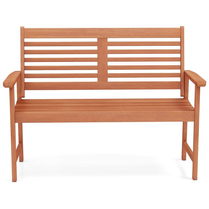 Costway Patio Solid Wood Loveseat with Inclined Backrest & Slatted - See Details