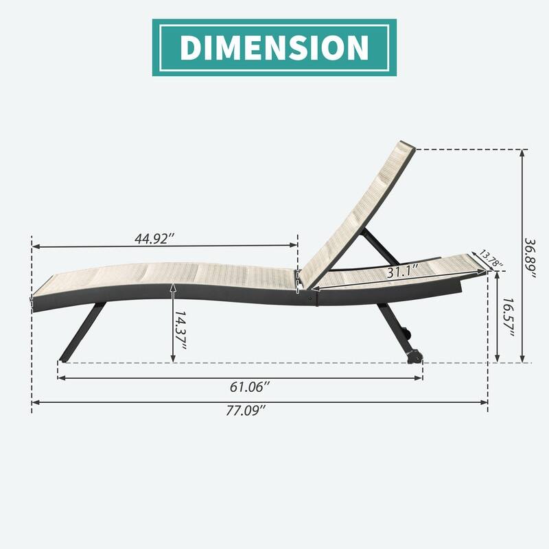 Domi Patio Chaise Lounge Set of 2, Outdoor Lounge Chairs, Aluminum Textilene Pool Lounger