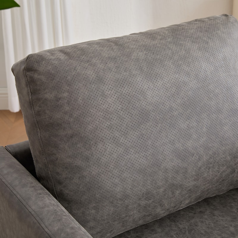 Roomfitters 30.7" Square Swivel Accent Chair, 360° Faux Leather Club Chair with Wood Trim